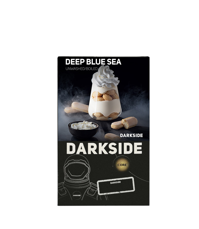 טבק לנרגילה Darkside Core Deep Blue Sea – טעם קינוח שמנתי עם וניל וביסקוויט