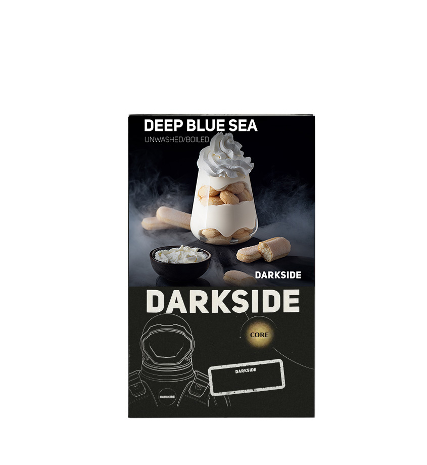 טבק לנרגילה Darkside Core Deep Blue Sea – טעם קינוח שמנתי עם וניל וביסקוויט