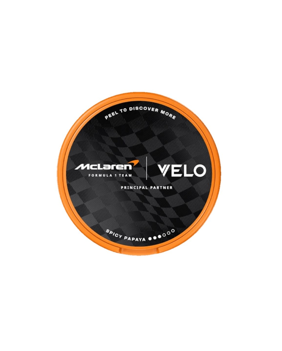 Snus VELO 10,9mg_p McLaren Spicy Papaya סנוס VELO McLaren Spicy Papaya 10.9 מ"ג